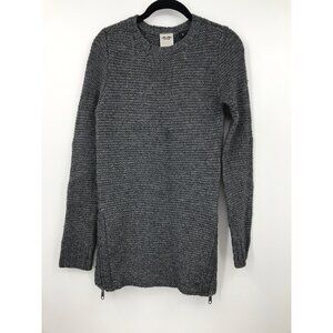 Harley Davidson Women's Knit Faux Leather Elbow Long Sleeve Sweater Gray Small